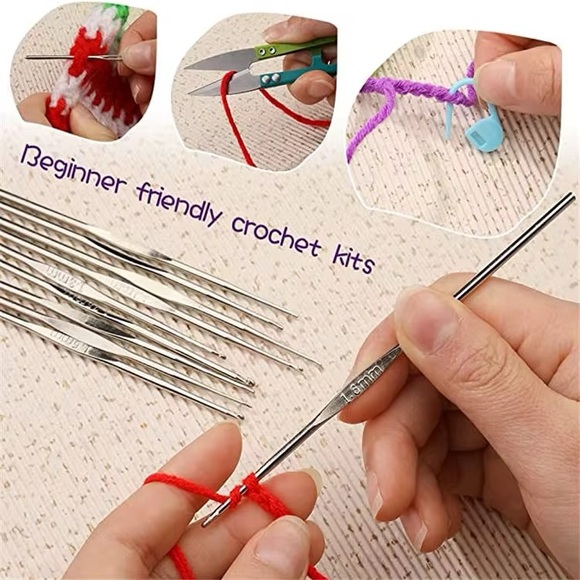 NEW 59-Piece Complete Crochet Kit Starter Beginners Kids W/ Yarn Knitting Tools - Picture 6 of 9